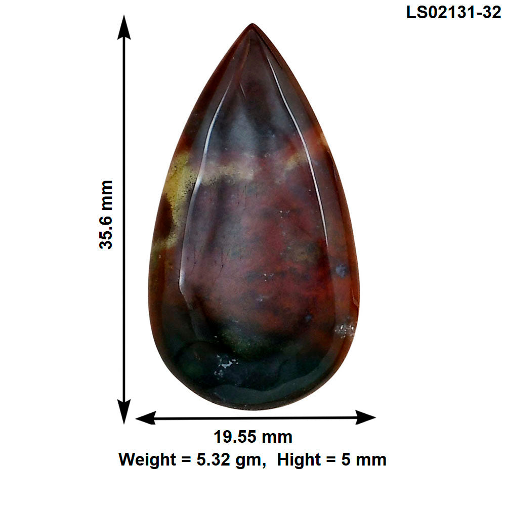 Blood Stone 35.6x19.55x5 mm Pear Gemstone LS02131-32