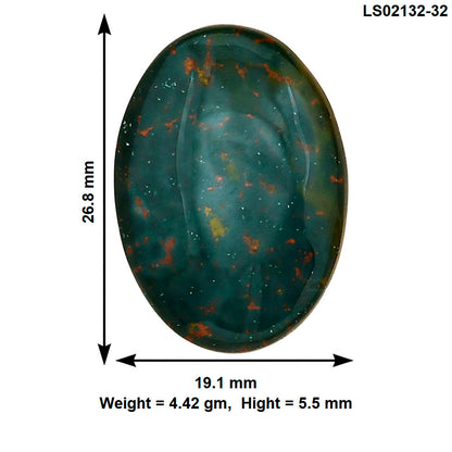 Blood Stone 26.8x19.1x5.5 mm Oval Gemstone LS02132-32