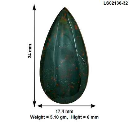 Blood Stone 34x17.4x6 mm Pear Gemstone LS02136-32