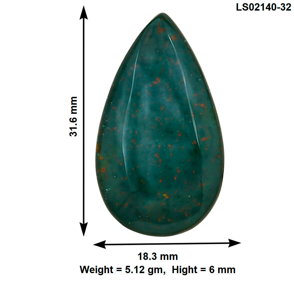 Blood Stone 31.6x18.3x6 mm Pear Gemstone LS02140-32
