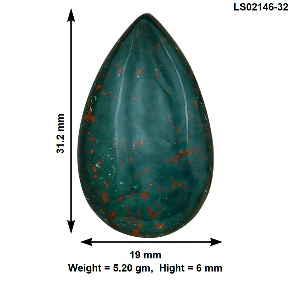 Blood Stone 31.2x19x6 mm Pear Gemstone LS02146-32