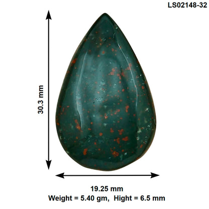 Blood Stone 30.3x19.25x6.5 mm Pear Gemstone LS02148-32