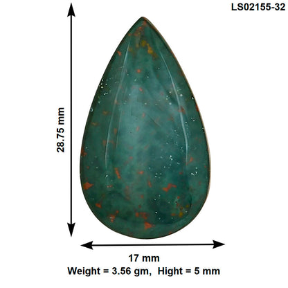 Blood Stone 28.75x17x5 mm Pear Gemstone LS02155-32