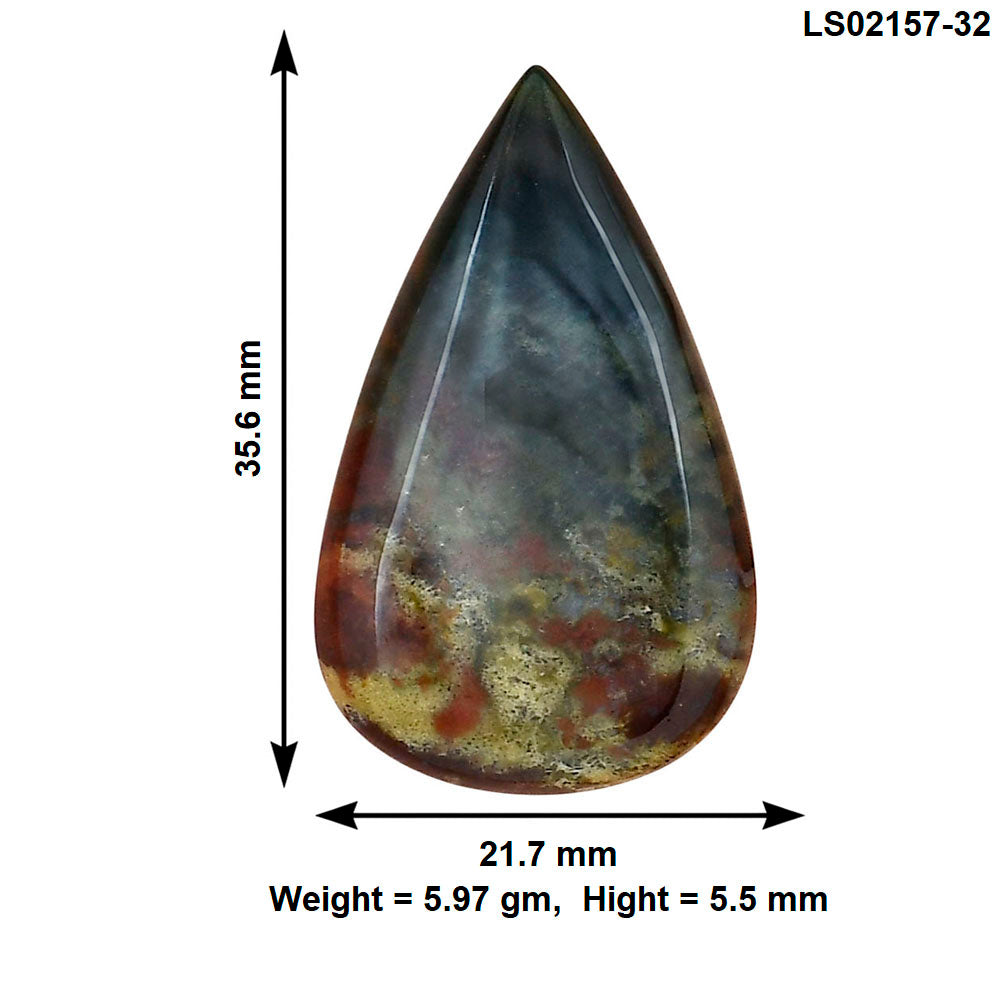 Blood Stone 35.6x21.7x5.5 mm Pear Gemstone LS02157-32