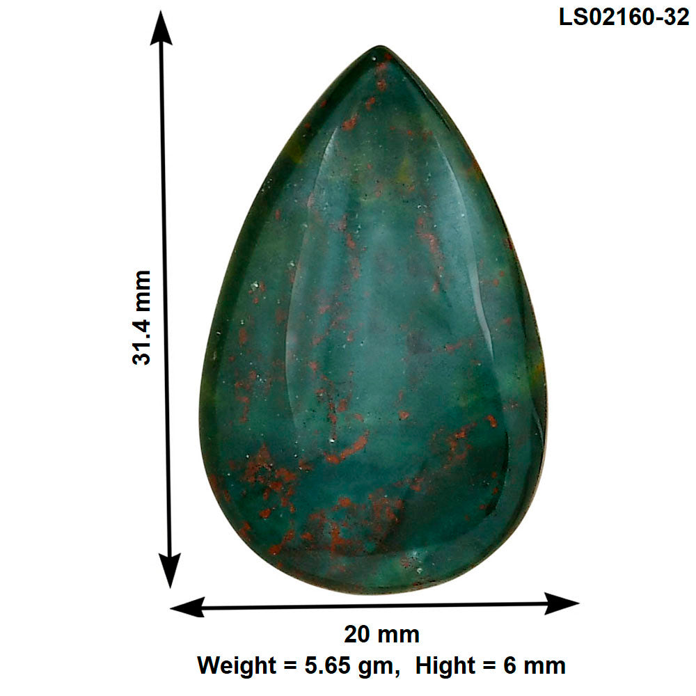 Blood Stone 31.4x20x6 mm Pear Gemstone LS02160-32