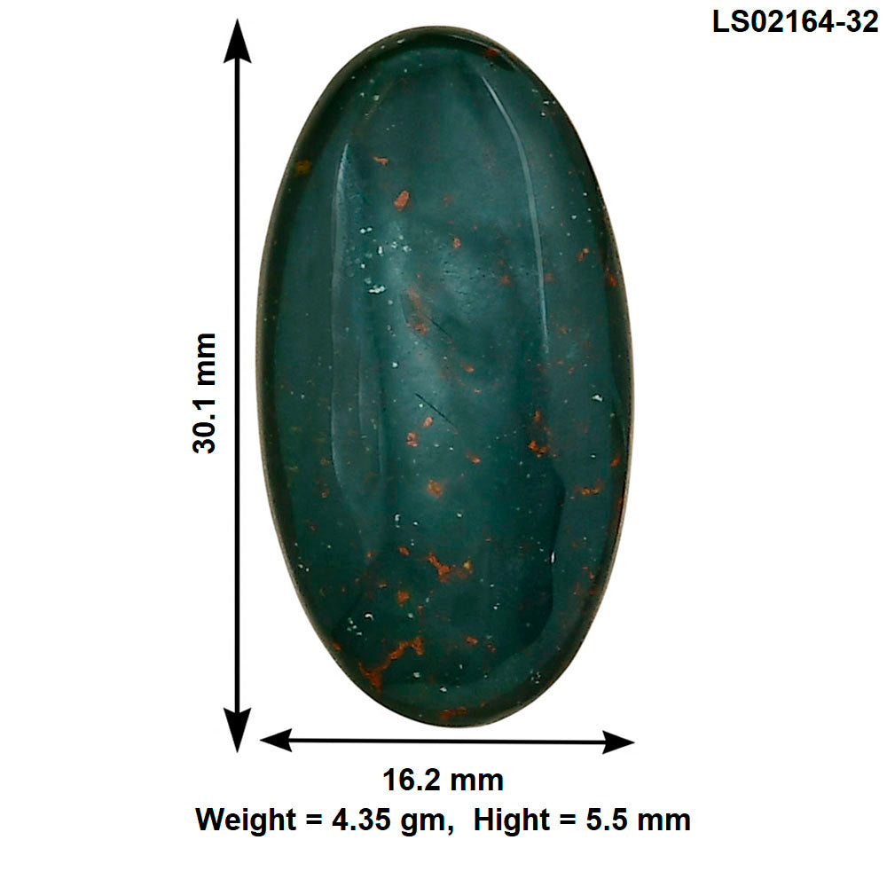Blood Stone 30.1x16.2x5.5 mm Oval Gemstone LS02164-32