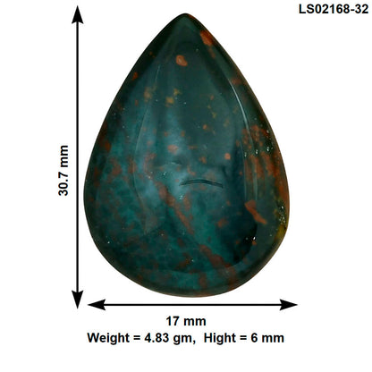 Blood Stone 30.7x17x6 mm Pear Gemstone LS02168-32