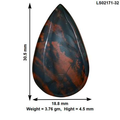Blood Stone 30.5x18.8x4.5 mm Pear Gemstone LS02171-32