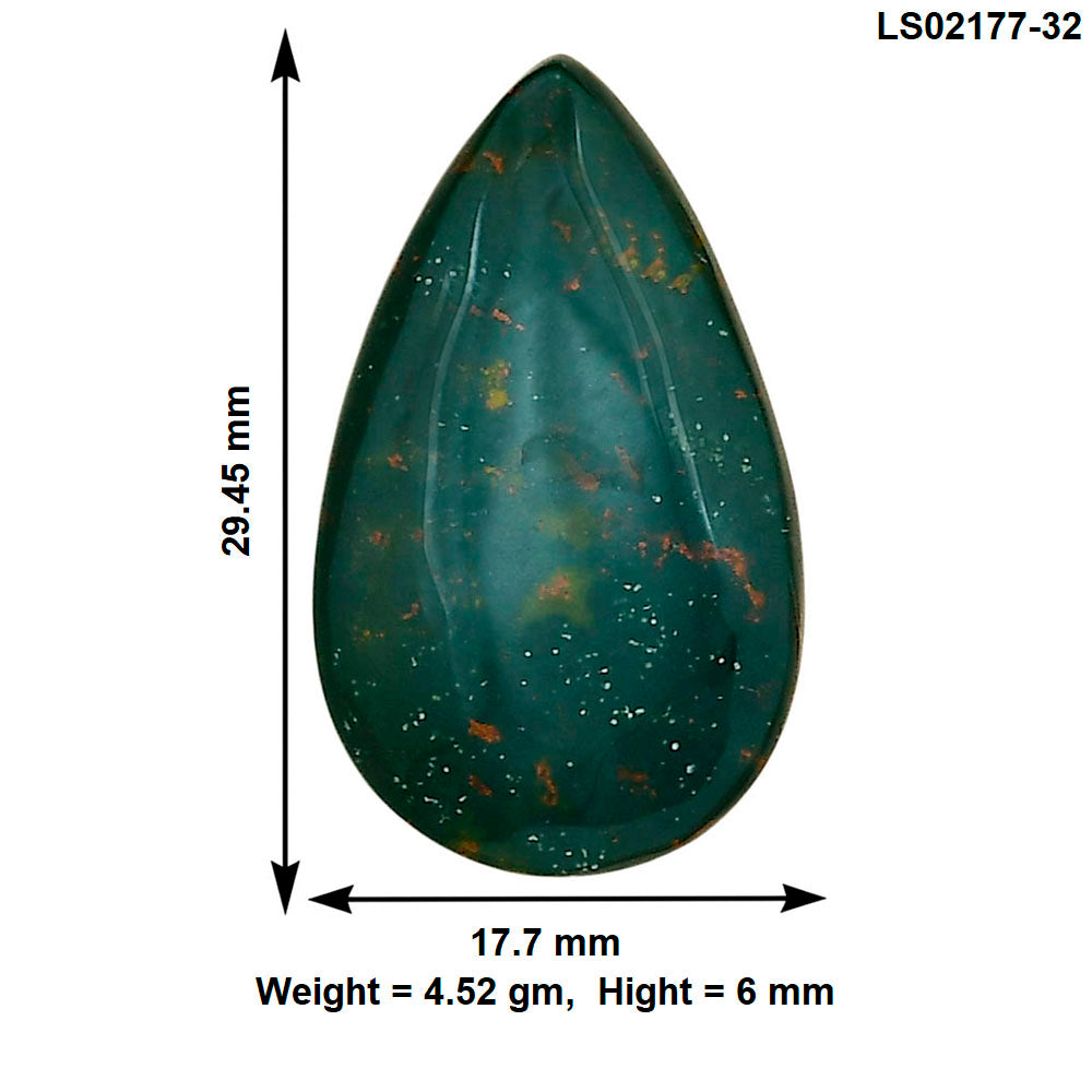 Blood Stone 29.45x17.7x6 mm Pear Gemstone LS02177-32
