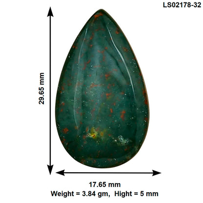 Blood Stone 29.65x17.65x5 mm Pear Gemstone LS02178-32