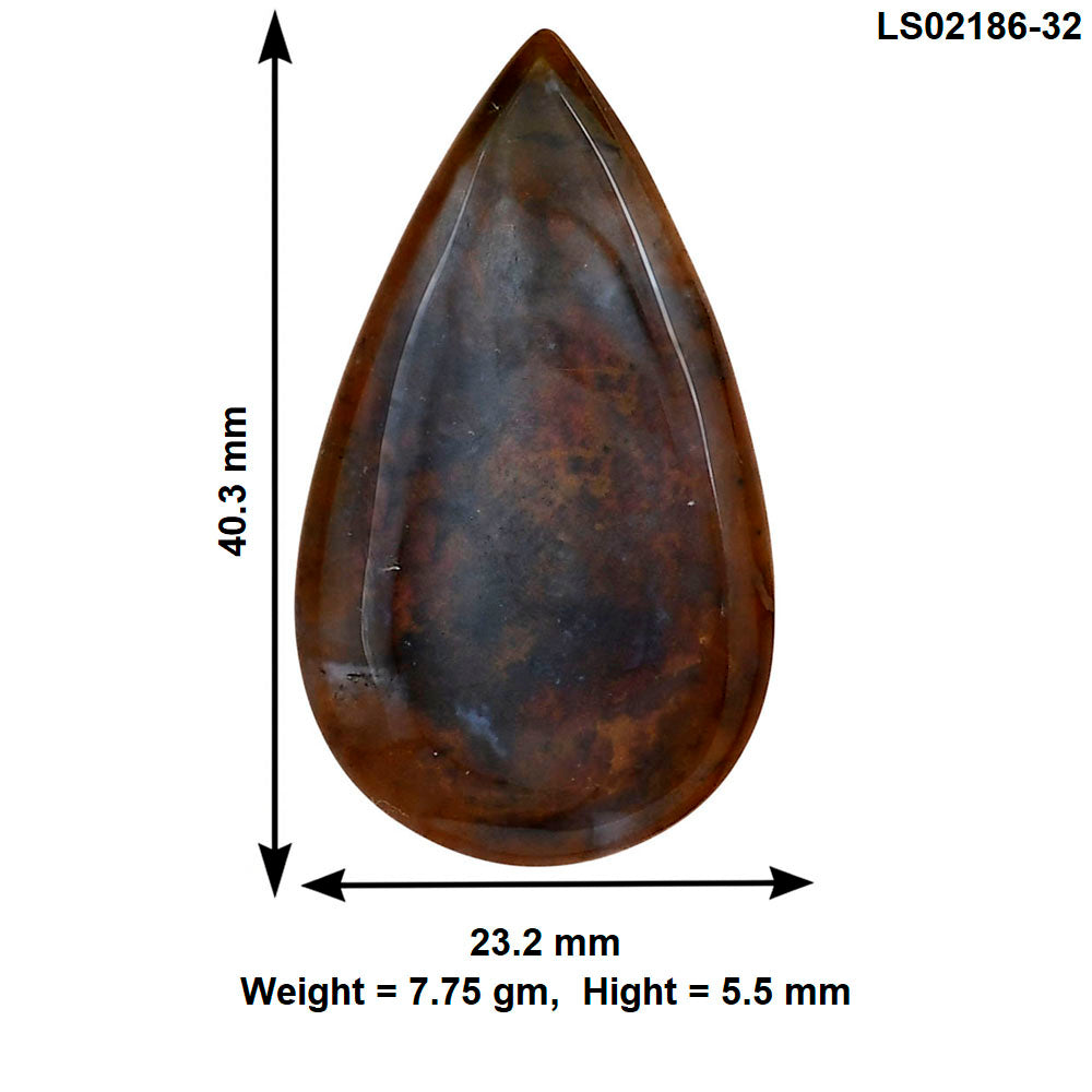 Blood Stone 40.3x23.2x5.5 mm Pear Gemstone LS02186-32