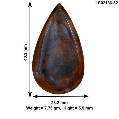 Blood Stone 40.3x23.2x5.5 mm Pear Gemstone LS02186-32