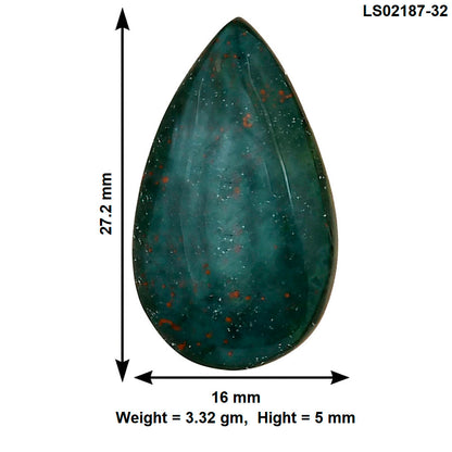 Blood Stone 27.2x16x5 mm Pear Gemstone LS02187-32