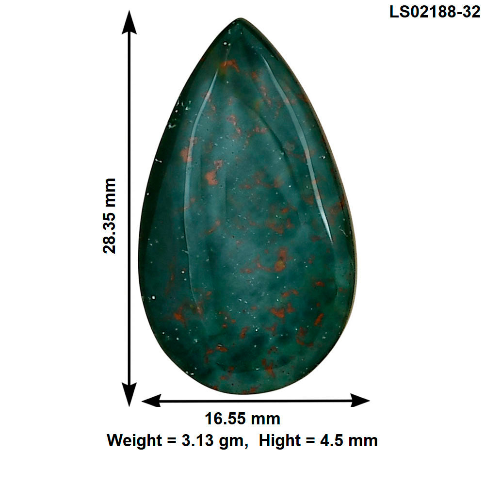 Blood Stone 28.35x16.55x4.5 mm Pear Gemstone LS02188-32