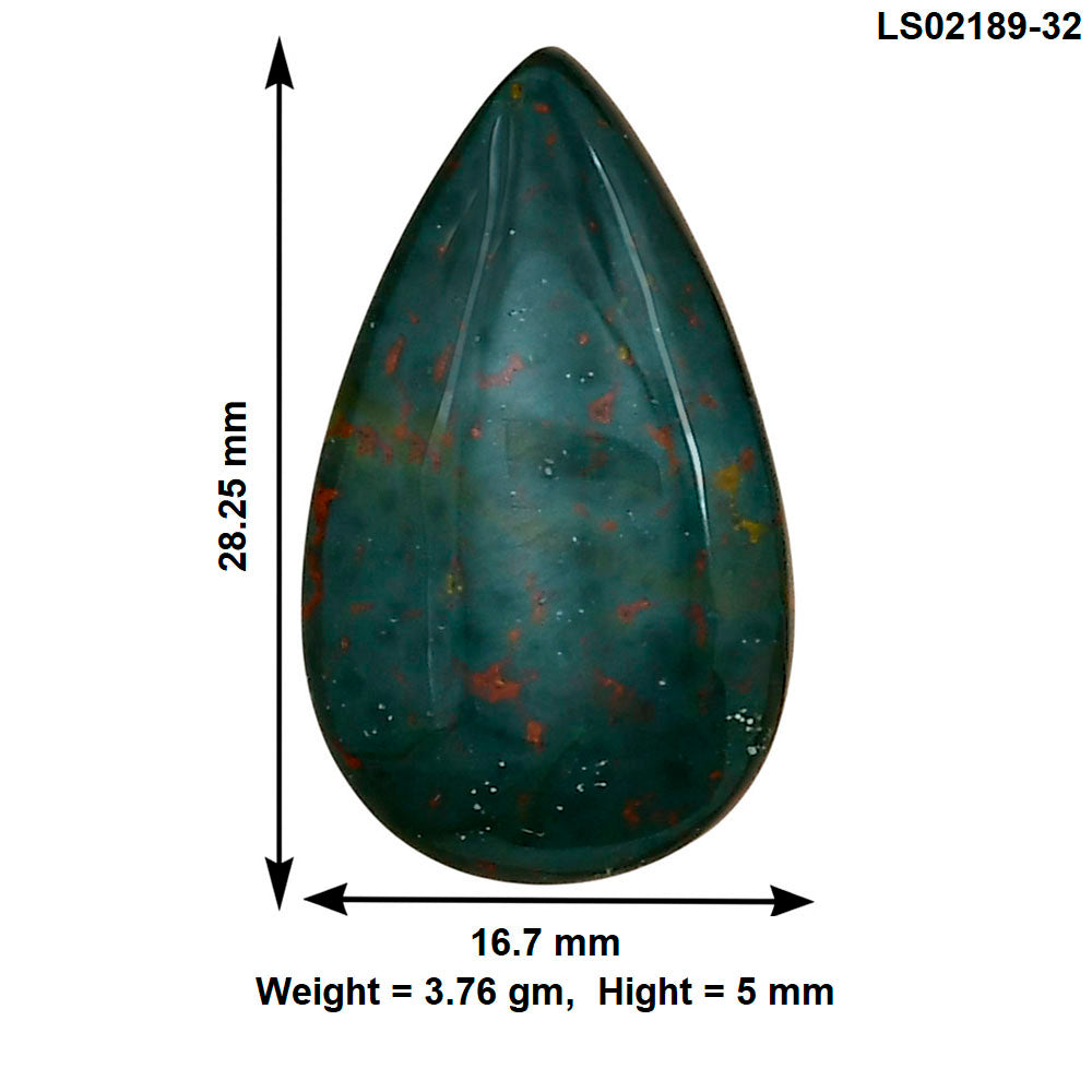 Blood Stone 28.25x16.7x5 mm Pear Gemstone LS02189-32