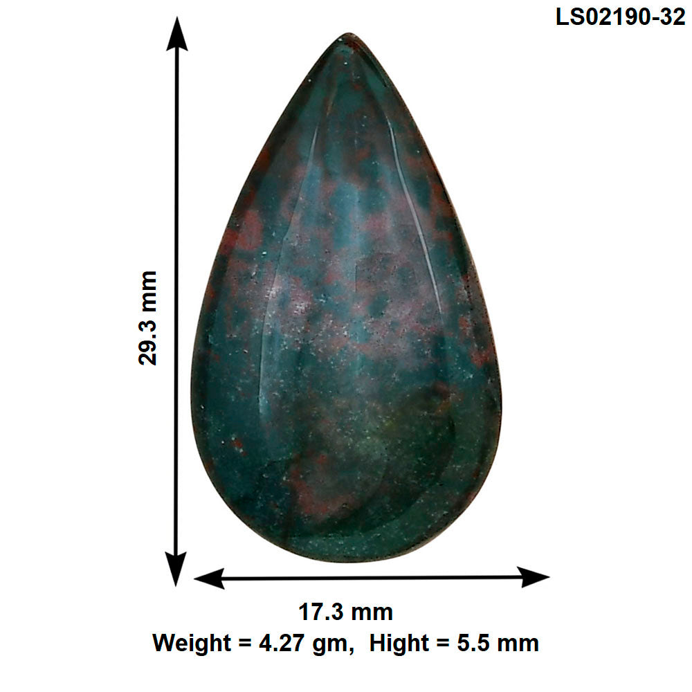 Blood Stone 29.3x17.3x5.5 mm Pear Gemstone LS02190-32