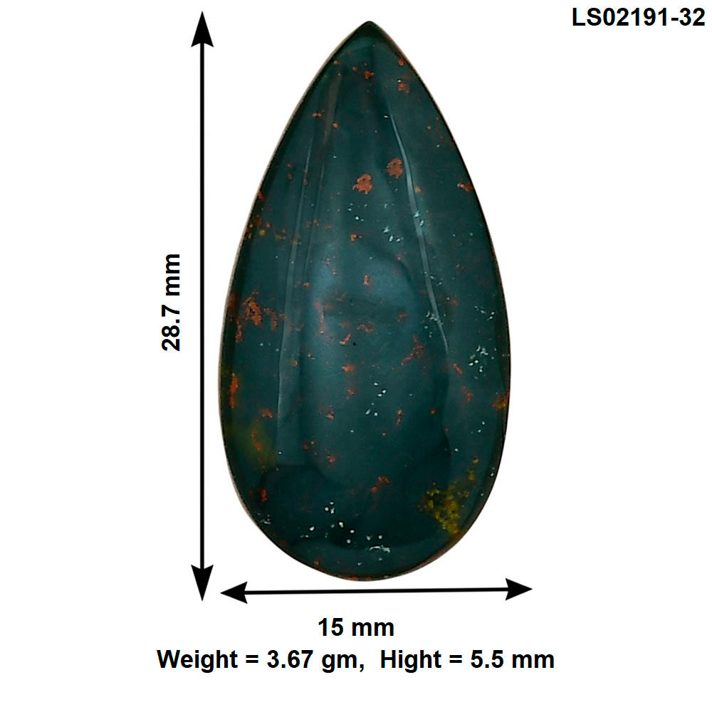 Blood Stone 28.7x15x5.5 mm Pear Gemstone LS02191-32