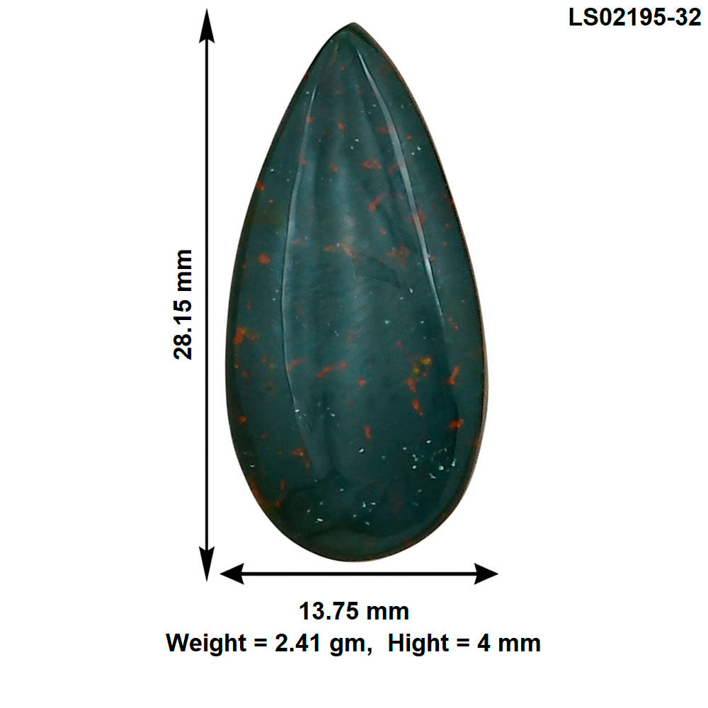 Blood Stone 28.15x13.75x4 mm Pear Gemstone LS02195-32