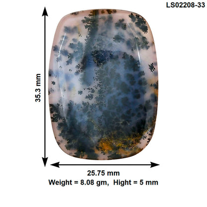 Robinson Ranch Plume Agate 35.3x25.75x5 mm Baguette Gemstone LS02208-33