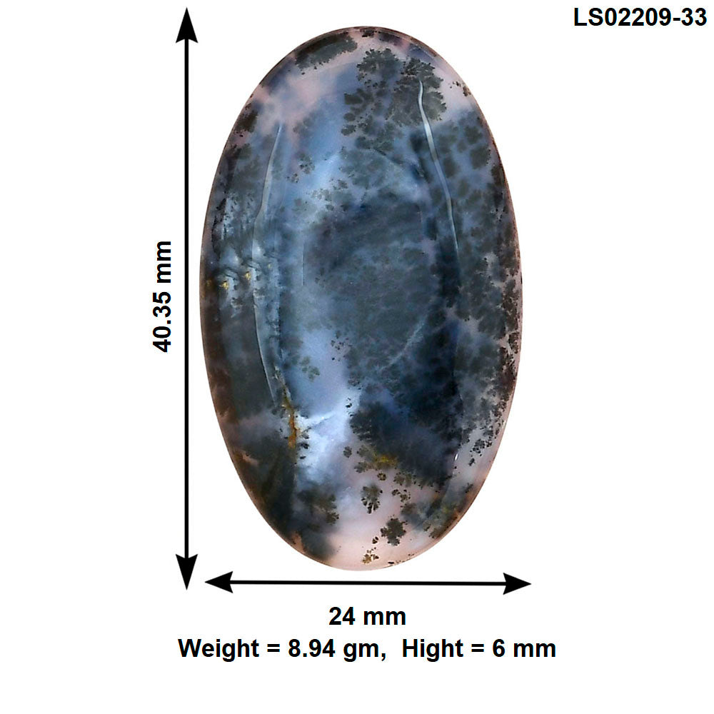 Robinson Ranch Plume Agate 40.35x24x6 mm Oval Gemstone LS02209-33