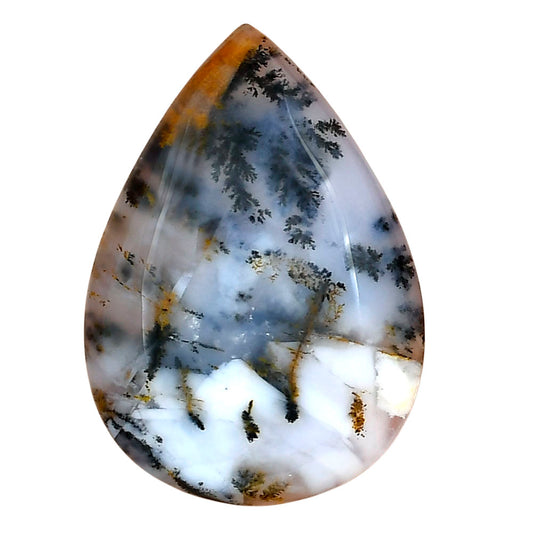 Robinson Ranch Plume Agate 34.55x24.4x5.5 mm Pear Gemstone LS02211-33