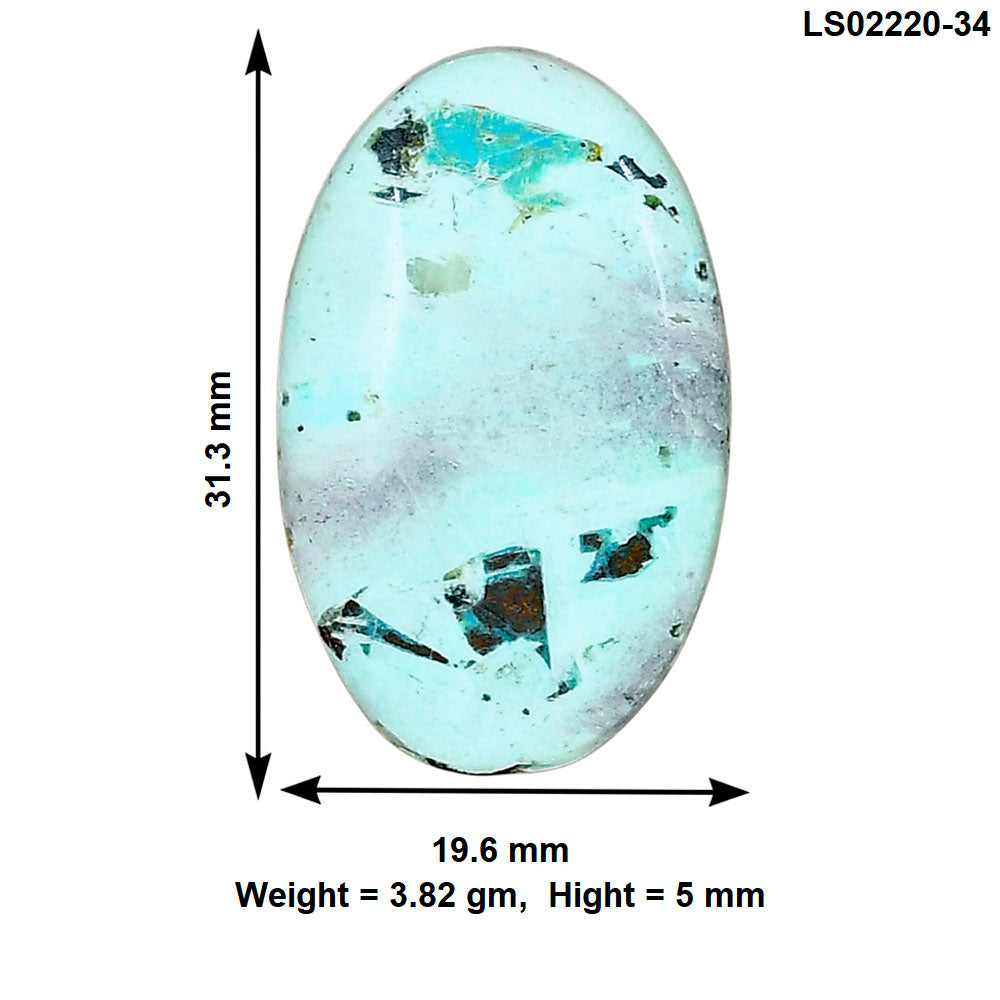 Ocean Green Chrysocolla 31.3x19.6x5 mm Oval Gemstone LS02220-34