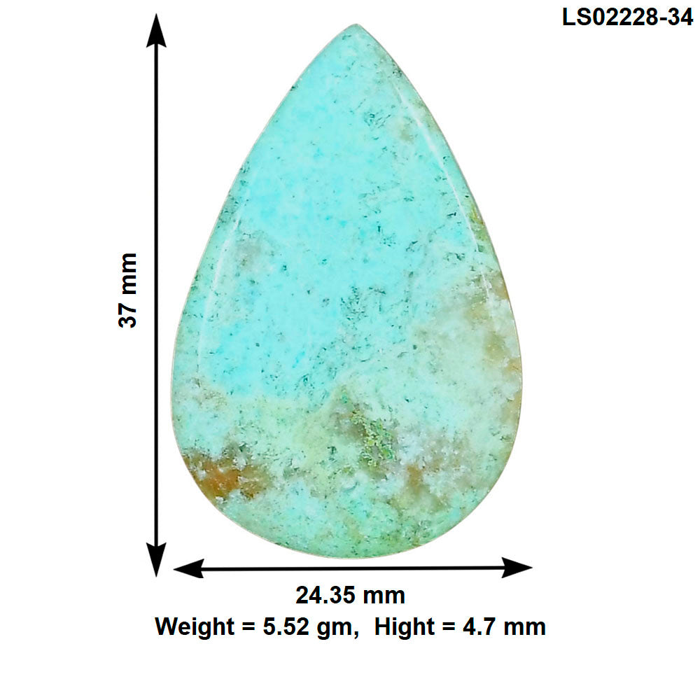 Ocean Green Chrysocolla 37x24.35x4.7 mm Pear Gemstone LS02228-34