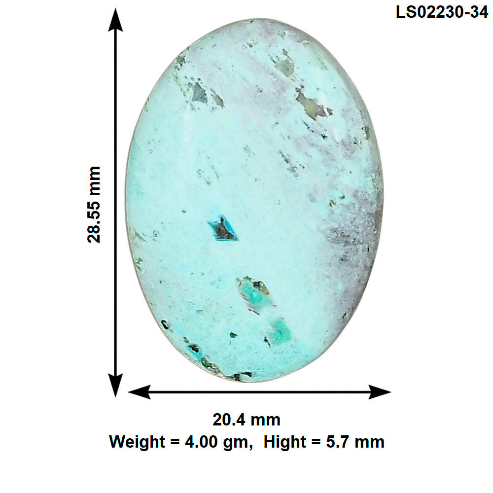 Ocean Green Chrysocolla 28.55x20.4x5.7 mm Oval Gemstone LS02230-34