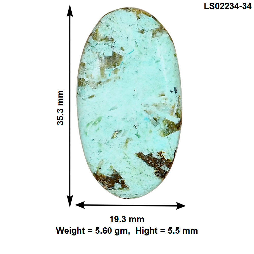 Ocean Green Chrysocolla 35.3x19.3x5.5 mm Oval Gemstone LS02234-34