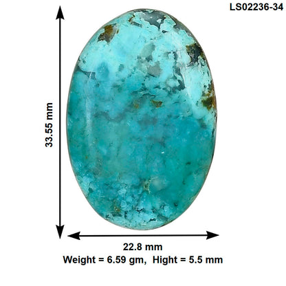 Ocean Green Chrysocolla 33.55x22.8x5.5 mm Oval Gemstone LS02236-34