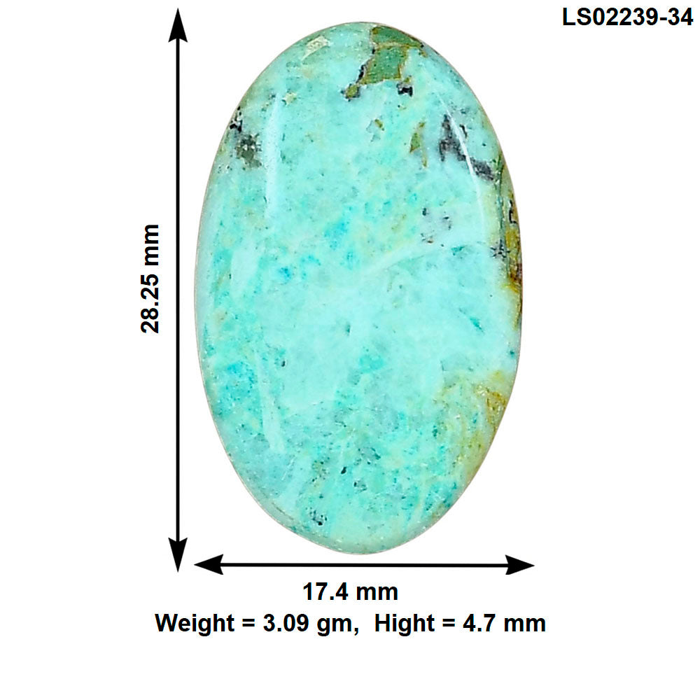 Ocean Green Chrysocolla 28.25x17.4x4.7 mm Oval Gemstone LS02239-34