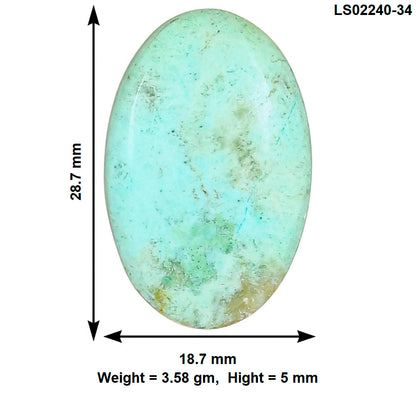 Ocean Green Chrysocolla 28.7x18.7x5 mm Oval Gemstone LS02240-34