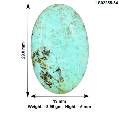 Ocean Green Chrysocolla 29.8x19x5 mm Oval Gemstone LS02255-34