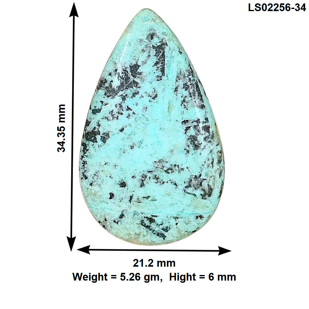Ocean Green Chrysocolla 34.35x21.2x6 mm Pear Gemstone LS02256-34