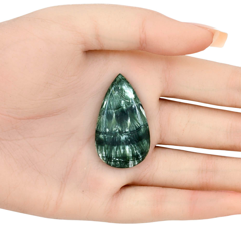 Russian Seraphinite 38.8x22.7x5 mm Pear Gemstone LS02299-35