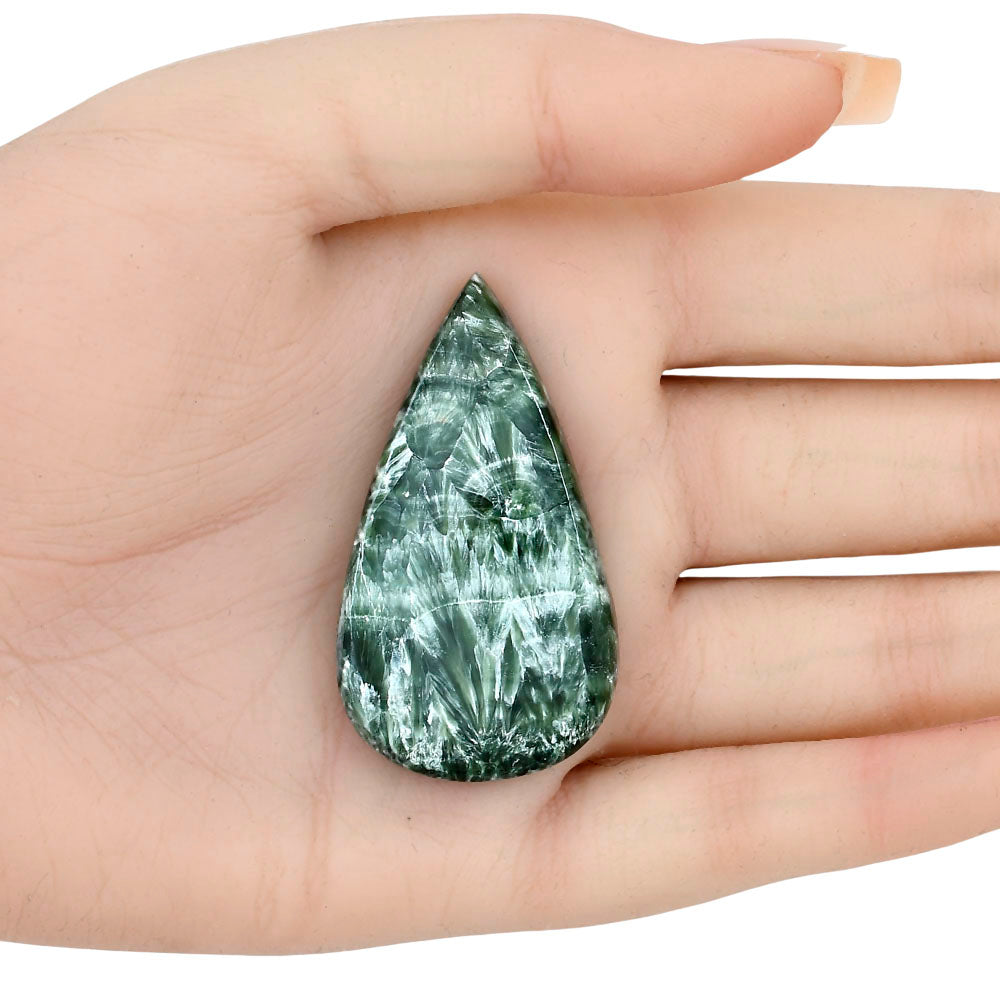 Russian Seraphinite 49x27.35x6 mm Pear Gemstone LS02318-35