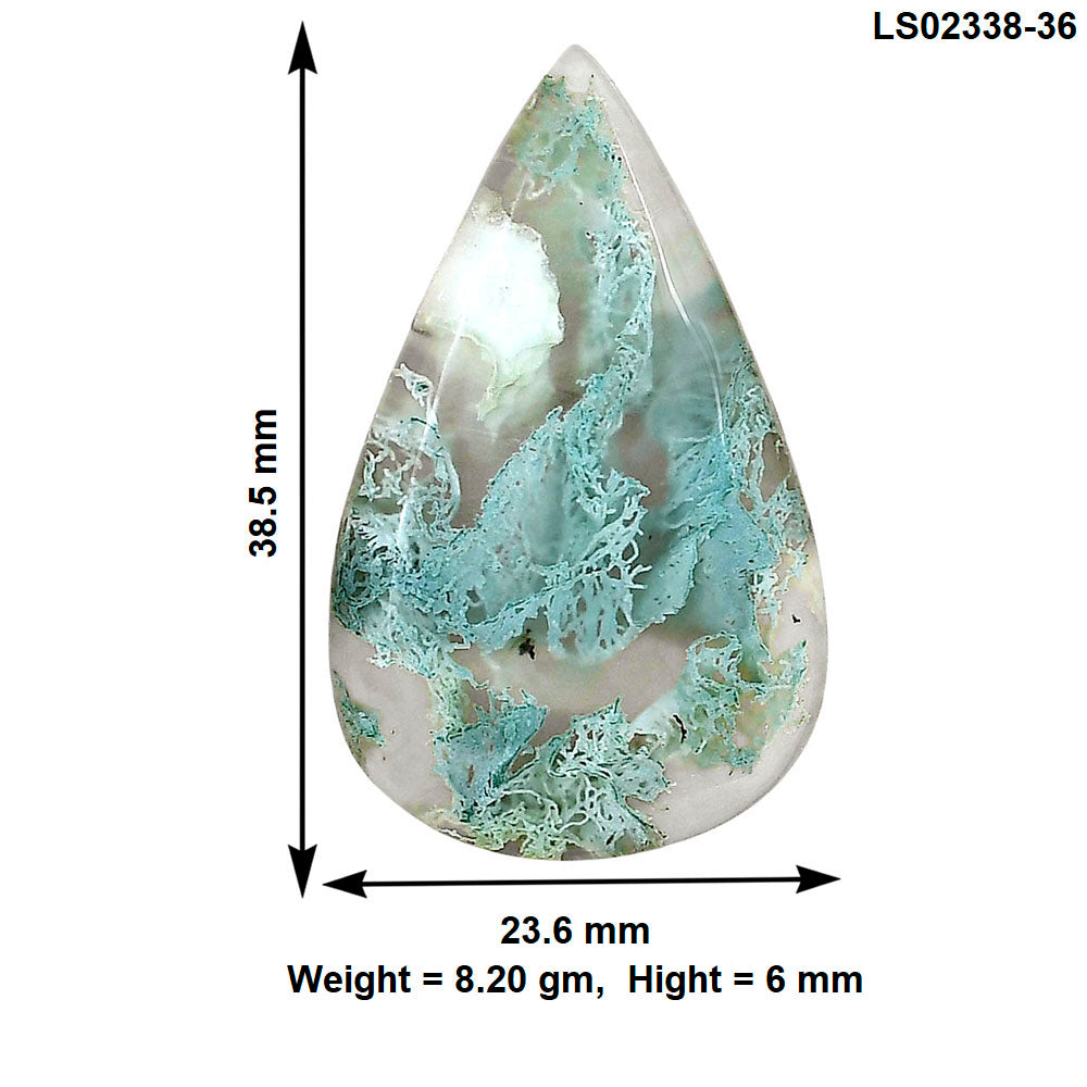 Horse Canyon Moss Agate 38.5x23.6x6 mm Pear Gemstone LS02338-36