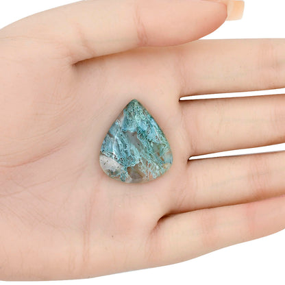 Horse Canyon Moss Agate 27.3x23.85x5.5 mm Pear Gemstone LS02343-36