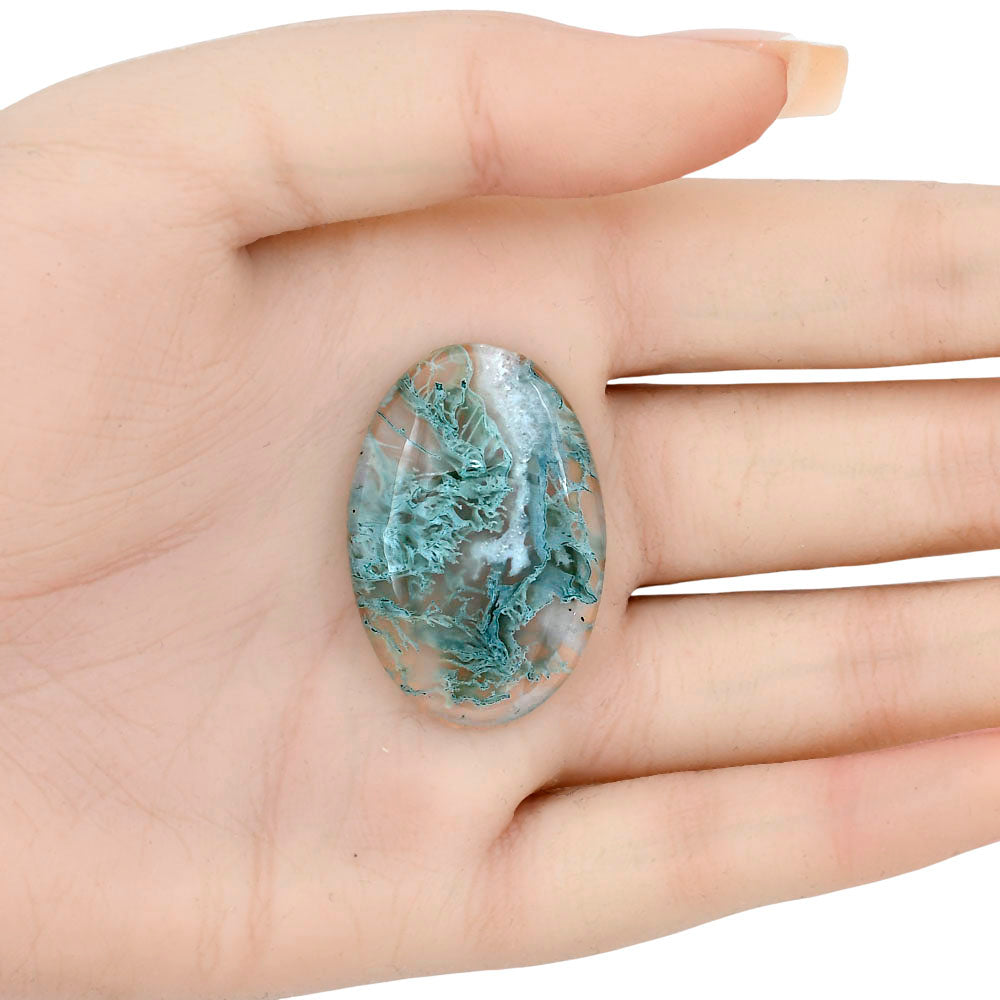 Horse Canyon Moss Agate 35.5x23.9x5.5 mm Oval Gemstone LS02352-36