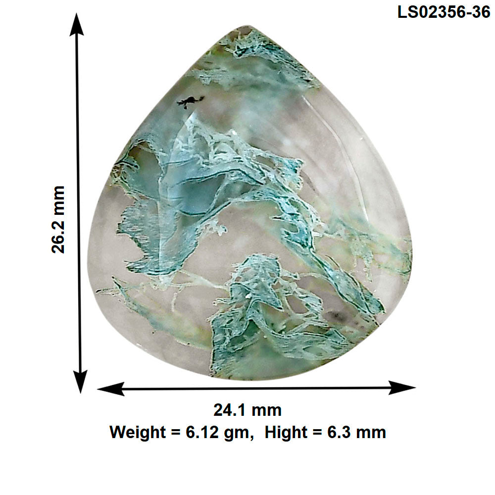 Horse Canyon Moss Agate 26.2x24.1x6.3 mm Heart Gemstone LS02356-36