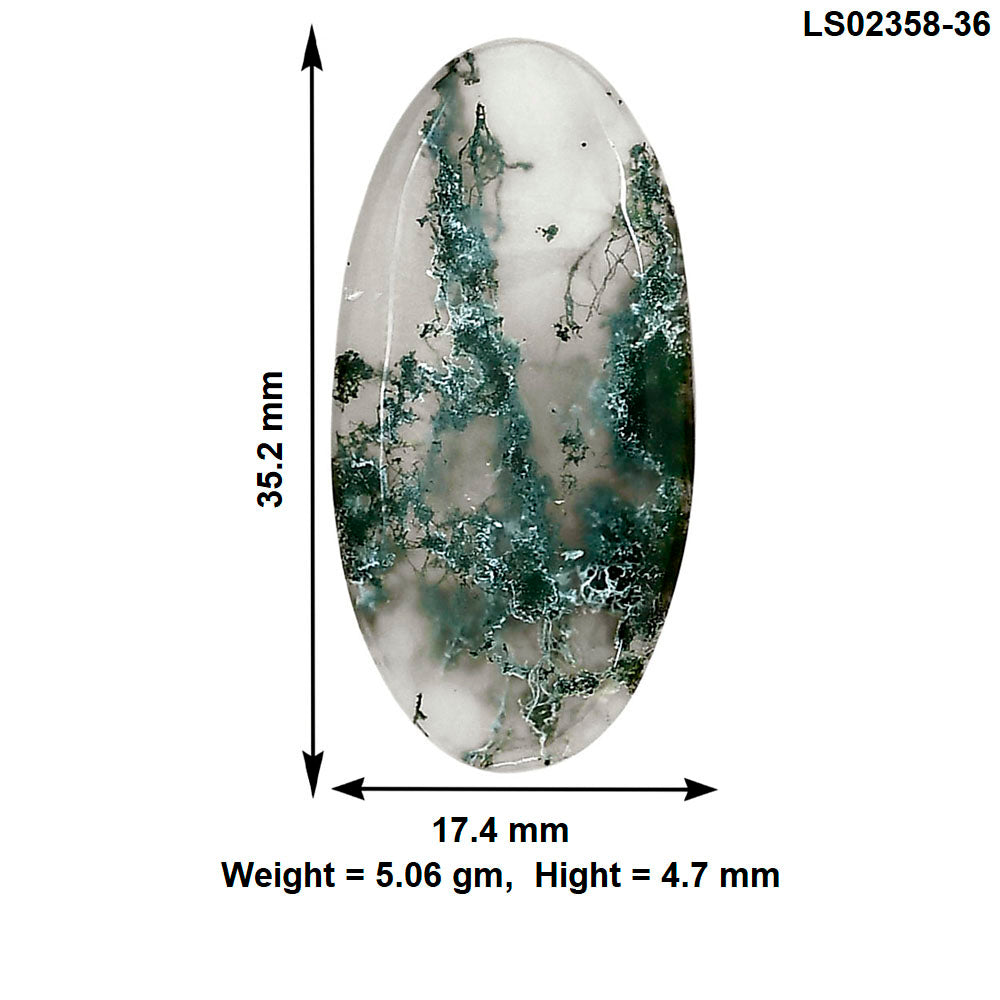 Horse Canyon Moss Agate 35.2x17.4x4.7 mm Oval Gemstone LS02358-36