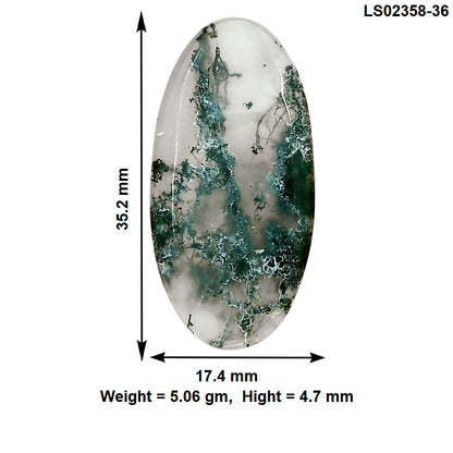 Horse Canyon Moss Agate 35.2x17.4x4.7 mm Oval Gemstone LS02358-36
