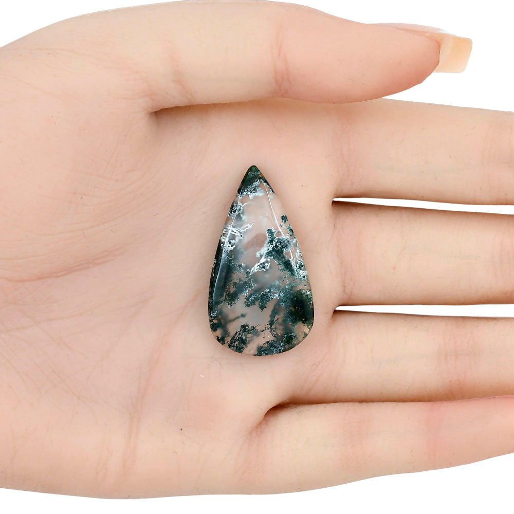 Horse Canyon Moss Agate 34.1x19x4.5 mm Pear Gemstone LS02360-36