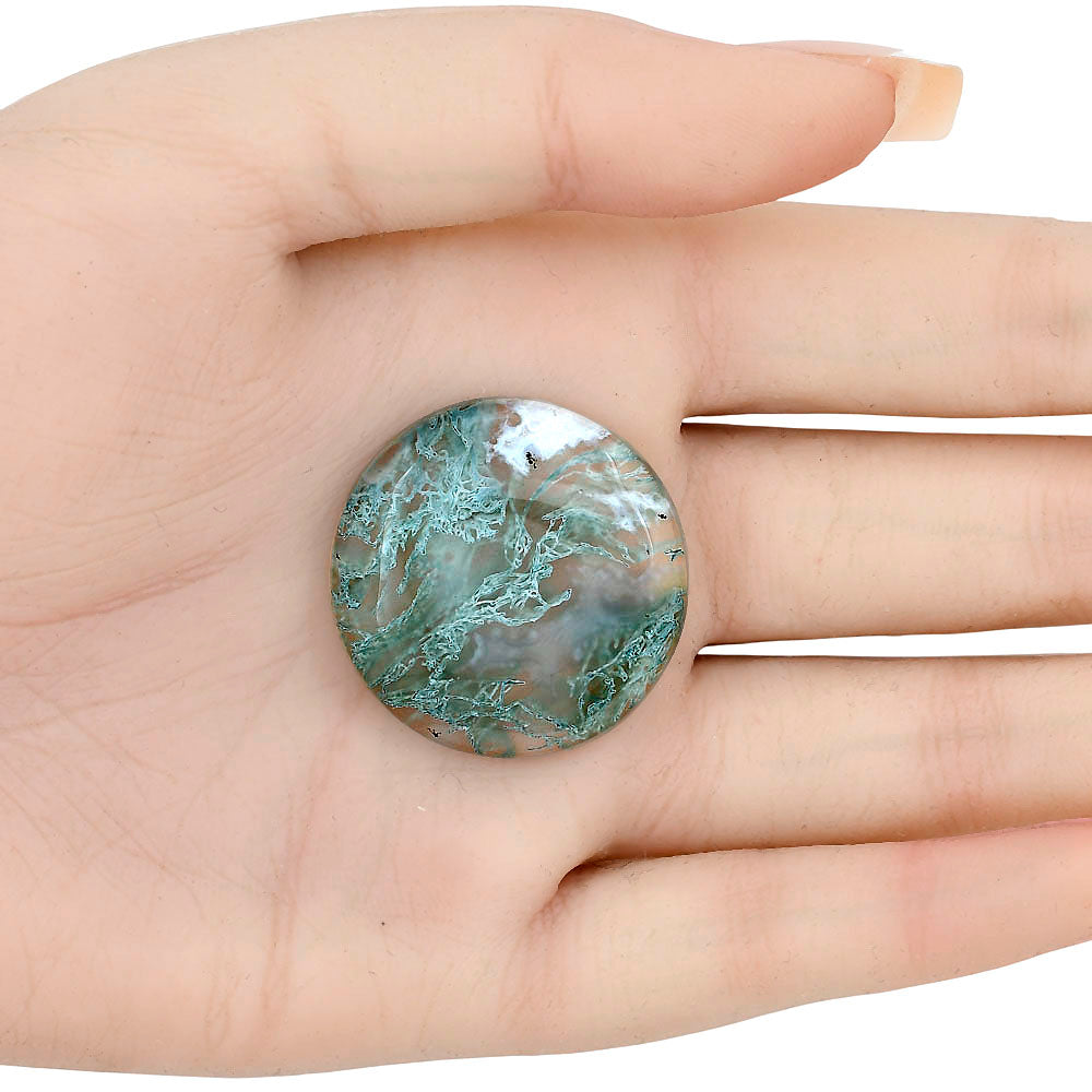 Horse Canyon Moss Agate 30.4x30.4x6.5 mm Round Gemstone LS02361-36