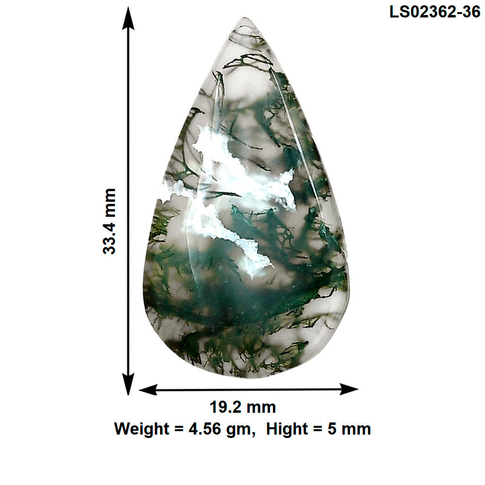 Horse Canyon Moss Agate 33.4x19.2x5 mm Pear Gemstone LS02362-36