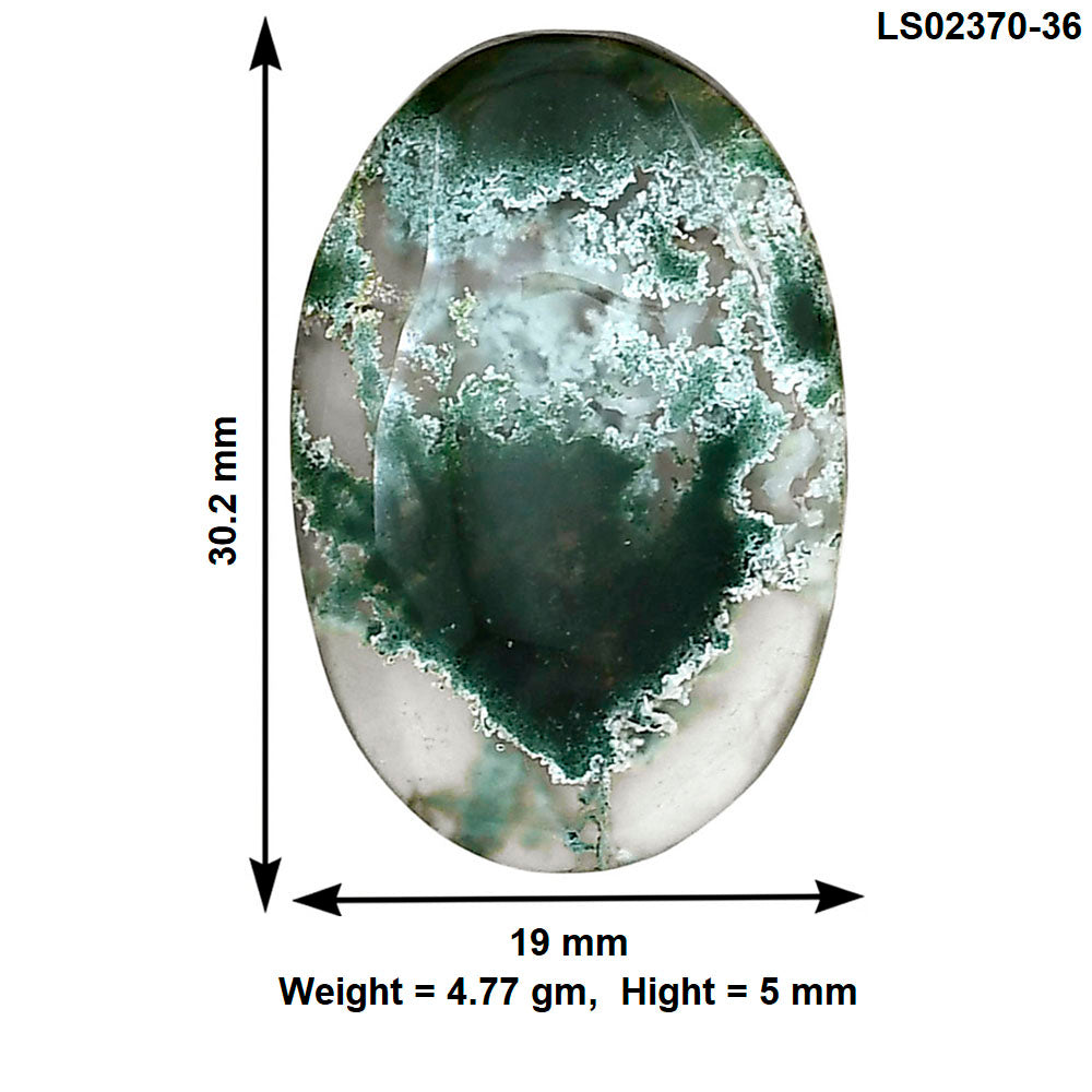Horse Canyon Moss Agate 30.2x19x5 mm Oval Gemstone LS02370-36