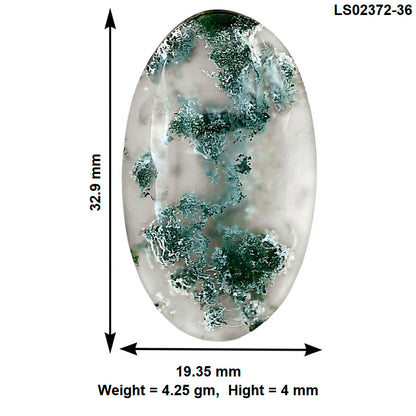 Horse Canyon Moss Agate 32.9x19.35x4 mm Oval Gemstone LS02372-36