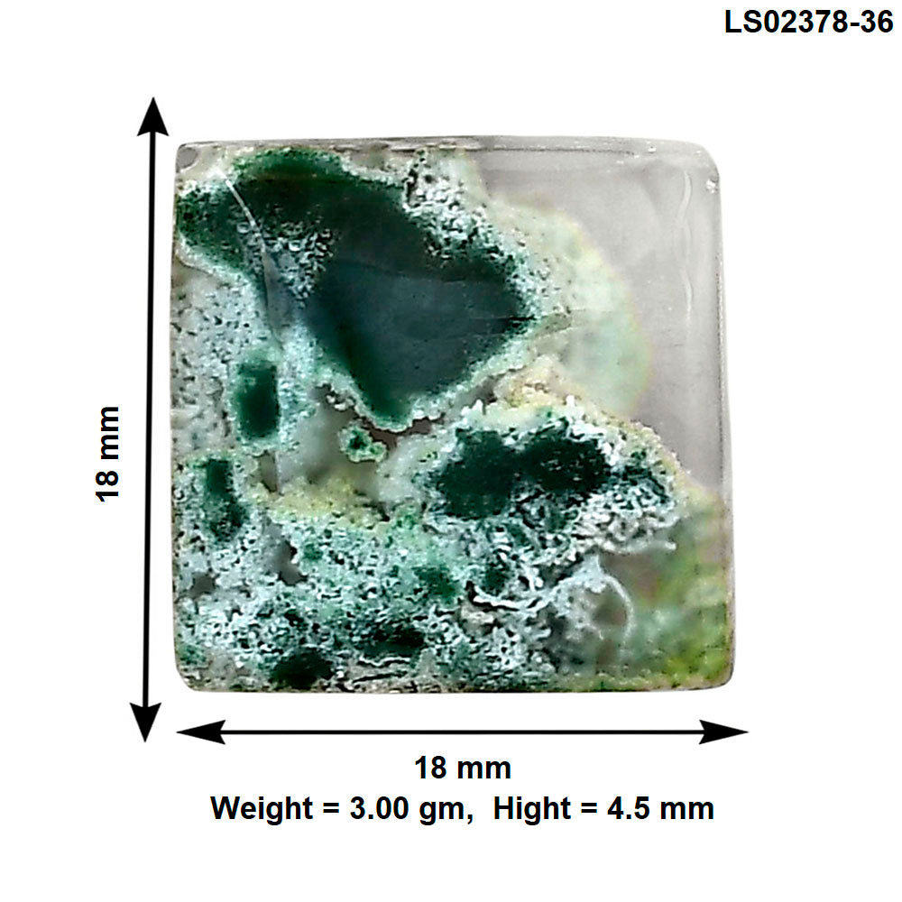 Horse Canyon Moss Agate 18x18x4.5 mm Baguette Gemstone LS02378-36