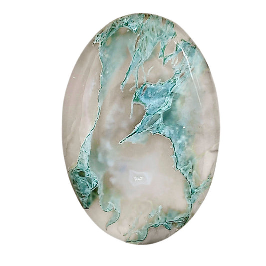 Horse Canyon Moss Agate 32.4x22.15x5.7 mm Oval Gemstone LS02380-36