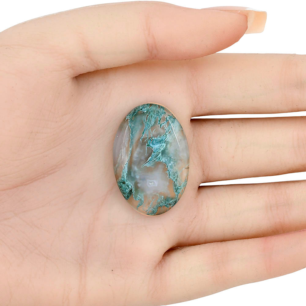 Horse Canyon Moss Agate 32.4x22.15x5.7 mm Oval Gemstone LS02380-36